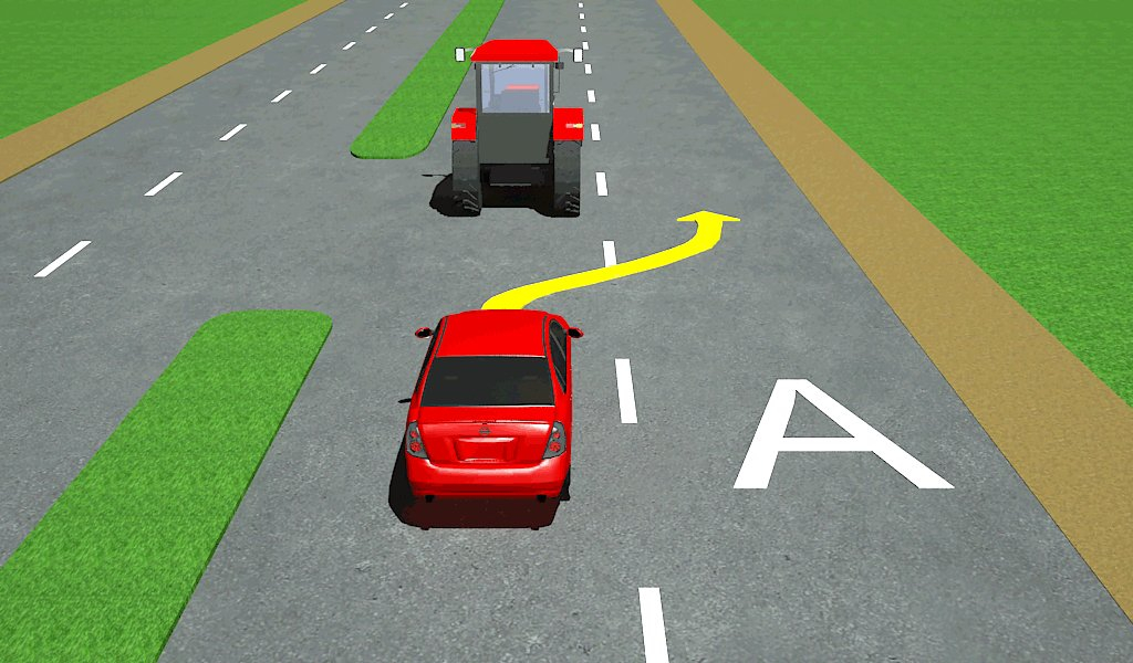 Automobiliui (ar motociklui) draudžiama parodytu būdu pralenkti traktorių.