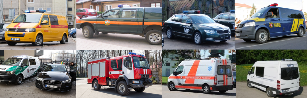Specialiojo transporto automobiliai yra ryškiai paženklinti, kad būtų atpažinti net iš didesnio atstumo.
