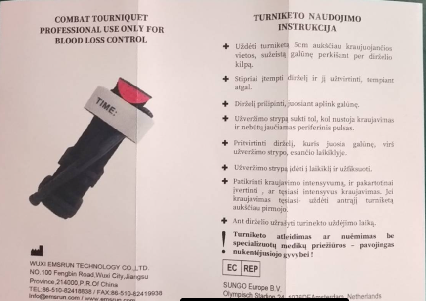 Turniketo naudojimo instrukcija