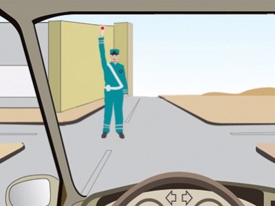 Reguliuotojo ranka pakelta aukštyn