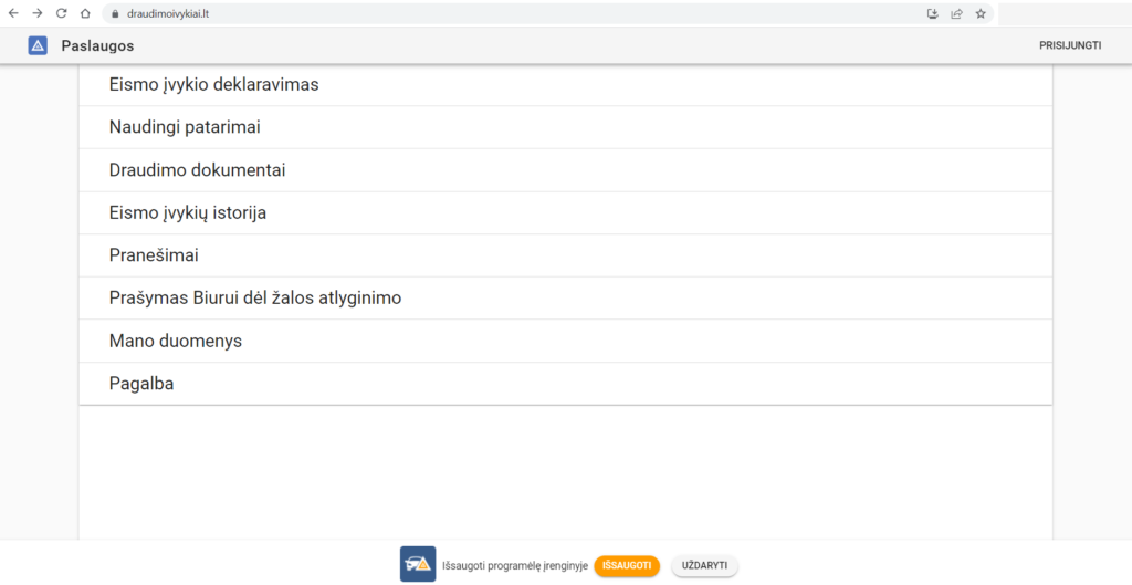 Kur pildyti eismo įvykio deklaraciją?