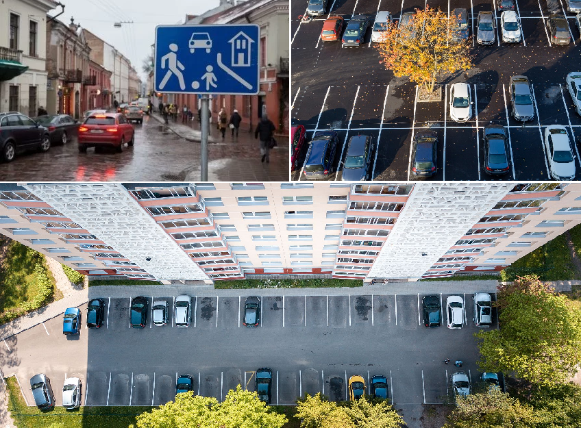 Automobilių eismo tvarka gyvenamojoje zonoje ir stovėjimo aikštelėse