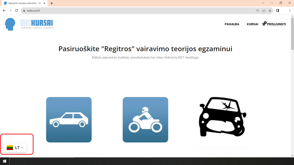 Vairavimo teorijos pamokos net keturiomis kalbomis