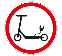 340 Elektrinių mikrojudumo priemonių eismas draudžiamas (Draudžiama važiuoti elektrinėmis mikrojudumo priemonėmis)